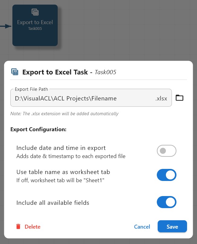 Export Options